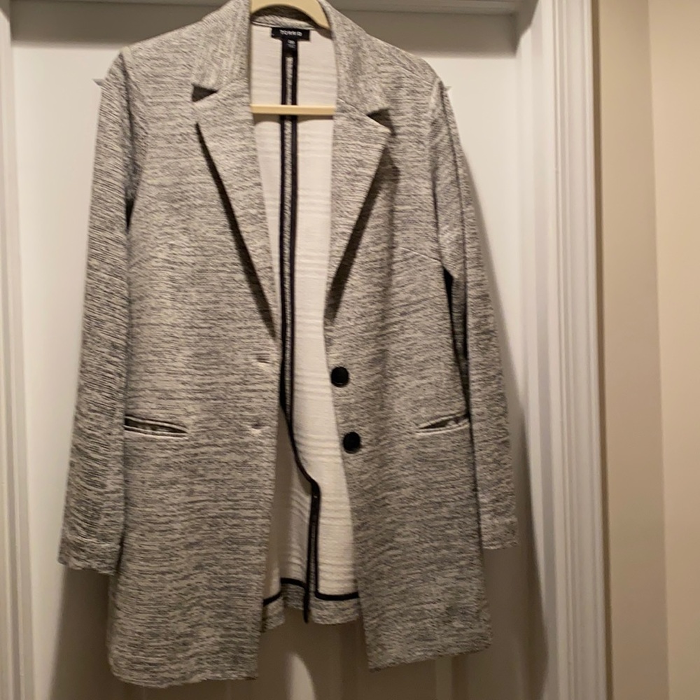 LIGHT GREY TEXTURED LONGLINE BOYFRIEND BLAZER